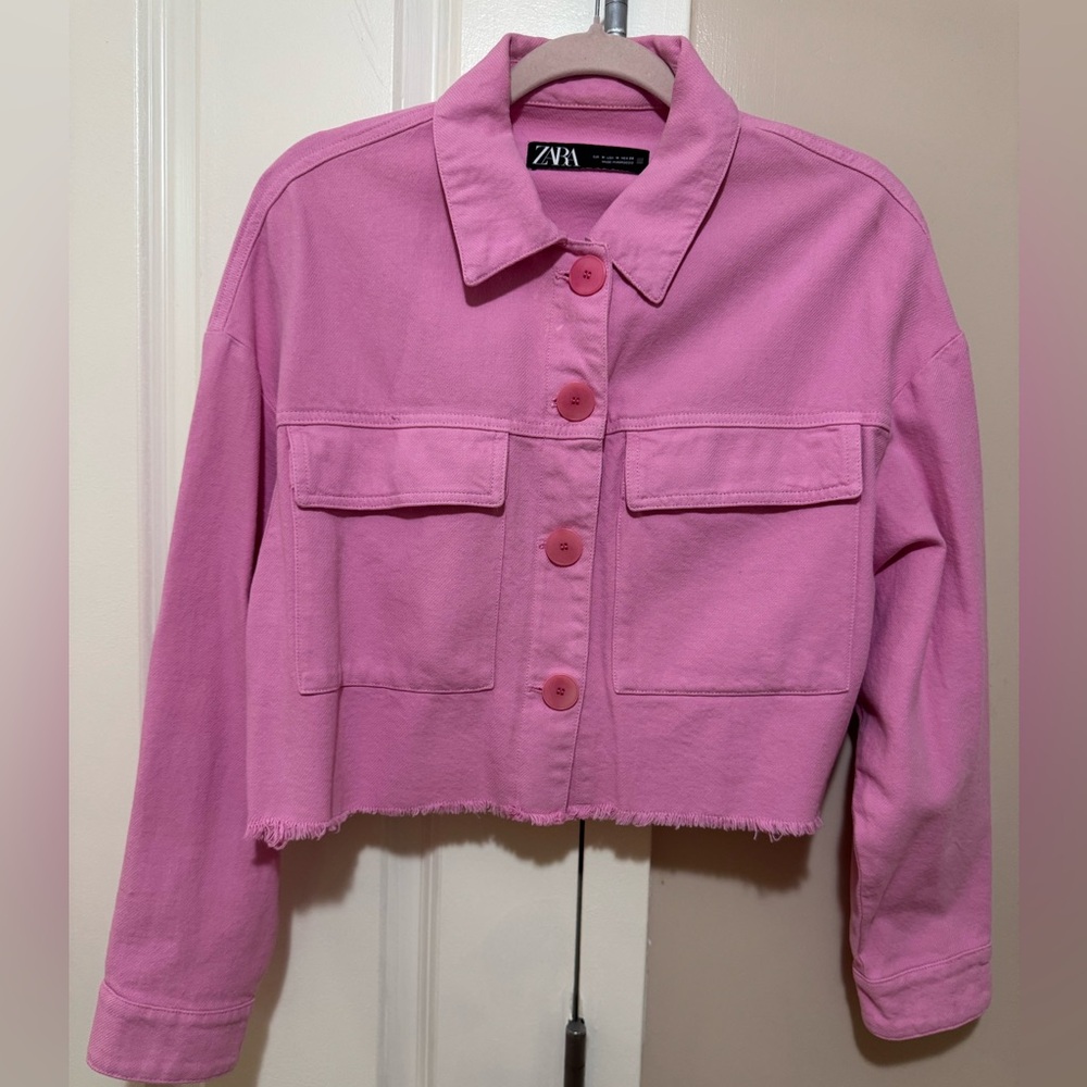 Zara Women's Vibrant Pink Jean Jacket